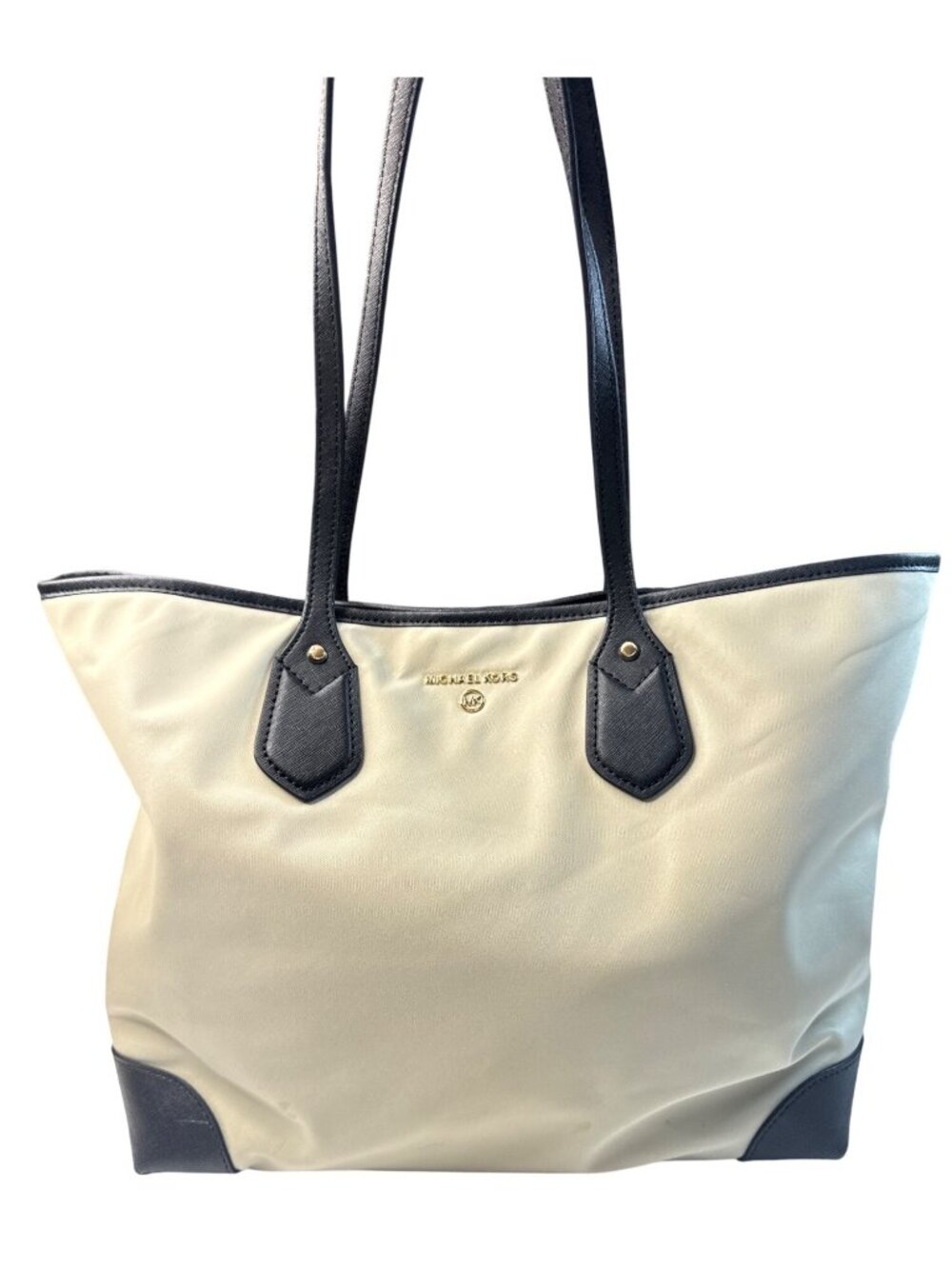 Michael Kors Large Tote Bag Cream & Black With Gold Logo Accents